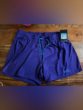 Nike Purple Women's Athletic Shorts with Teal Drawstring
